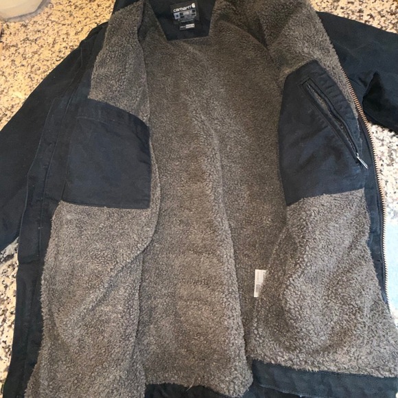 Carhartt Mens Sherpa Lined Washed Duck Ridge Coat Black Loose Fit M OC4293-M - Picture 6 of 11